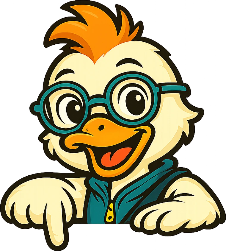 Miles Duck pointing at an ExpenseDuck quarterly tax estimate, a QuickBooks Self-Employed alternative for freelancers